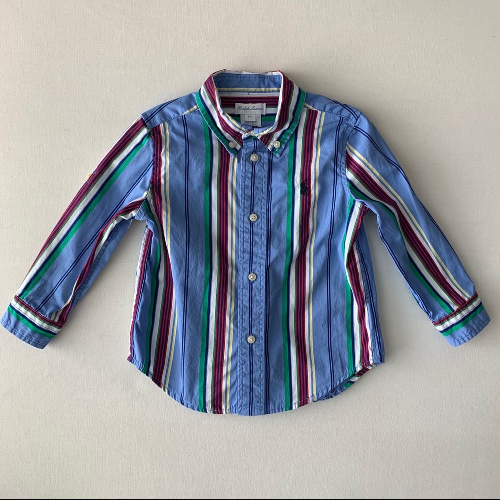 Ralph Lauren 24M Baby Striped Button Down Shirt